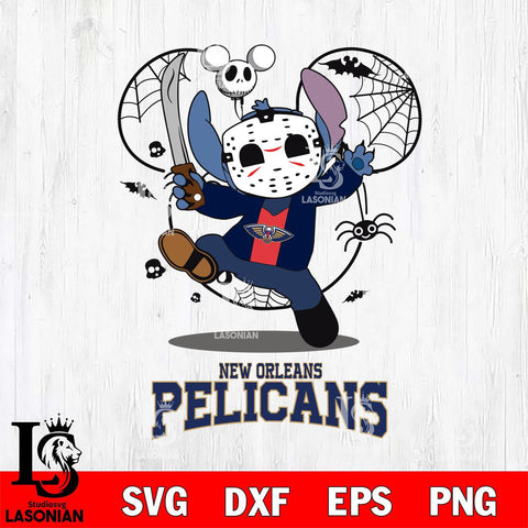 New Orleans Pelicans Stitch jason voorhees Halloween Svg Eps Dxf Png File, Digital Download, Instant Download