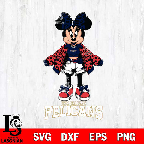 New Orleans Pelicans Style Minnie Disney Svg Eps Dxf Png File, Digital Download, Instant Download