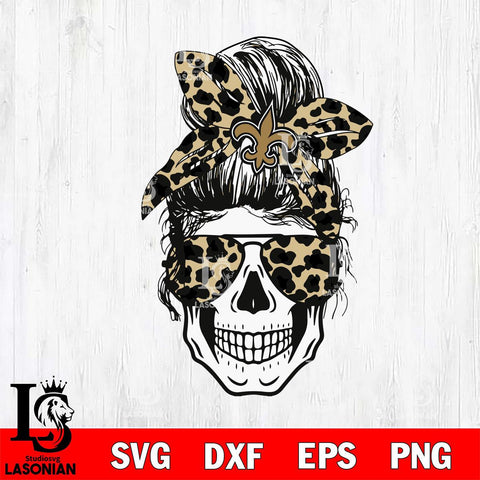 New Orleans Saints Badass Women Skull SVG