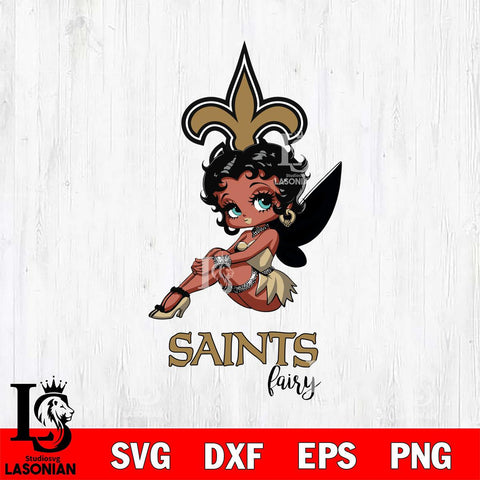 New Orleans Saints Beauty Black Fairy Betty Boop Svg Eps Dxf Png File, Digital Download, Instant Download