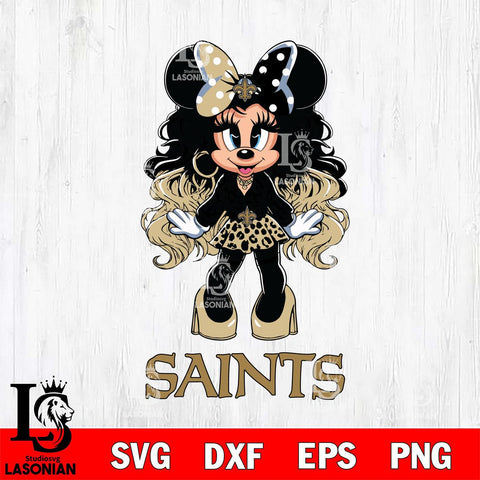 New Orleans Saints Beauty Minnie Mouse Svg Eps Dxf Png File, Digital Download, Instant Download