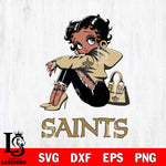 New Orleans Saints Betty Boop Black Fan Girl Svg Eps Dxf Png File, Digital Download, Instant Download