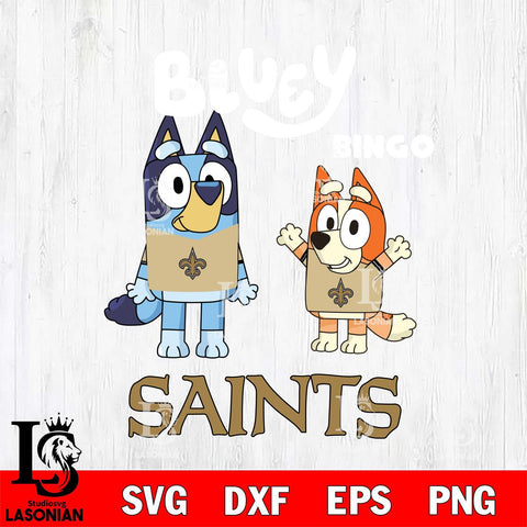 New Orleans Saints Bluey & Bingo 4 Svg Eps Dxf Png File, NFL svg, Digital Download, Instant Download