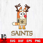 New Orleans Saints Bluey Chilli Christmas Deer Svg Eps Dxf Png File, Digital Download