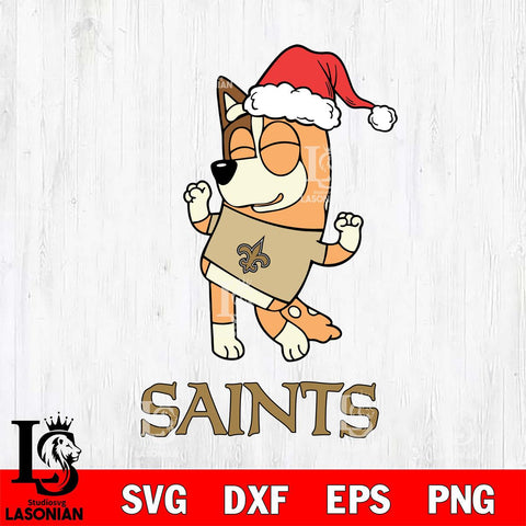 New Orleans Saints Bluey Chilli Happy Christmas Svg Eps Dxf Png File, Digital Download