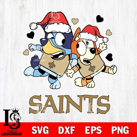 New Orleans Saints Bluey Christmas NFL Svg Eps Dxf Png File, Digital Download