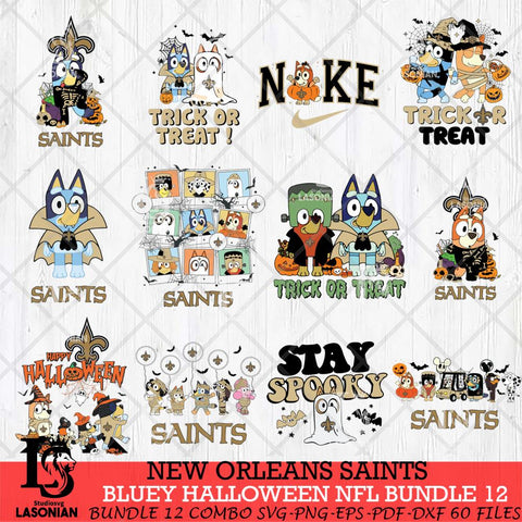 New Orleans Saints Bluey Halloween 12 SVG Svg Eps Dxf Png File, Digital Download, Instant Download