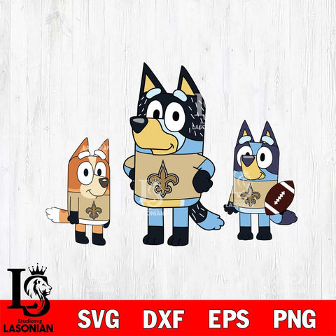 New Orleans Saints Bluey svg , Bluey family NFL Svg Eps Dxf Png File, Digital Download, Instant Download