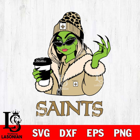 New Orleans Saints Boujee Grinch Girls Christmas Svg Eps Dxf Png File,Cricut svg files, Digital Download, Instant Download