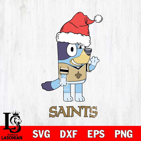 New Orleans Saints Christmas Bluey Say Hi Svg Eps Dxf Png File,Cut Svg Files, Digital File, Sublimation