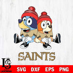 New Orleans Saints Christmas Bluey & Bingo Sit Svg Eps Dxf Png File,Cut Svg Files, Digital File, Sublimation