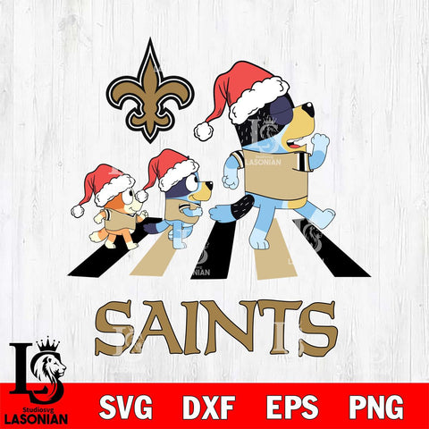 New Orleans Saints Christmas Family Bluey Walking Svg Eps Dxf Png File,Cut Svg Files, Digital File, Sublimation