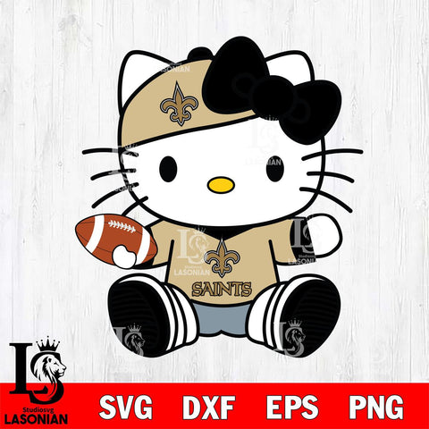 New Orleans Saints Cute Hello Kitty Football 11 Svg Eps Dxf Png File, NFL svg, Digital Download, Instant Download