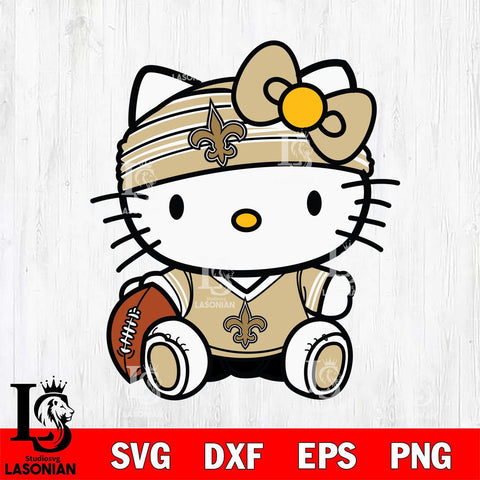 New Orleans Saints Cute Hello Kitty Football 12 Svg Eps Dxf Png File, NFL svg, Digital Download, Instant Download