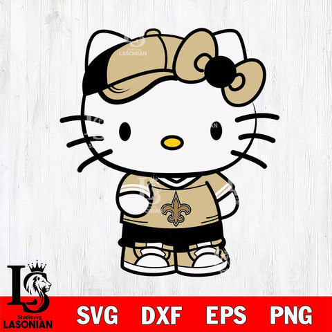 New Orleans Saints Cute Hello Kitty Football 2 Svg Eps Dxf Png File, NFL svg, Digital Download, Instant Download