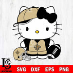 New Orleans Saints Cute Hello Kitty Football 4 Svg Eps Dxf Png File, NFL svg, Digital Download, Instant Download