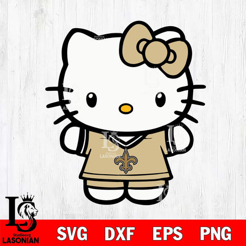 New Orleans Saints Cute Hello Kitty Football 6 Svg Eps Dxf Png File, NFL svg, Digital Download, Instant Download