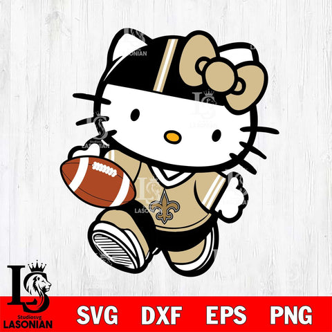 New Orleans Saints Cute Hello Kitty Football 9 Svg Eps Dxf Png File, NFL svg, Digital Download, Instant Download