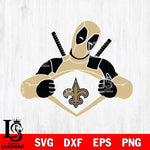 New Orleans Saints Deadpool heart sport Svg Eps Dxf Png File, Digital Download, Instant Download