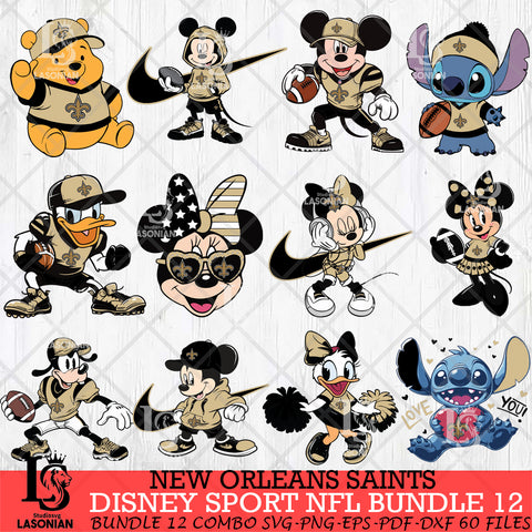 New Orleans Saints Disney NFL Bundle 12 Svg Eps Dxf Png File, Digital Download, Instant Download