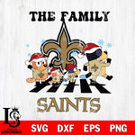 New Orleans Saints Family Bluey Christmas Svg Eps Dxf Png File, Digital Download