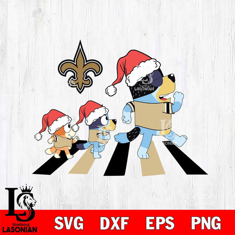 New Orleans Saints Family Bluey Walking Christmas Svg Eps Dxf Png File, Digital Download, Instant Download