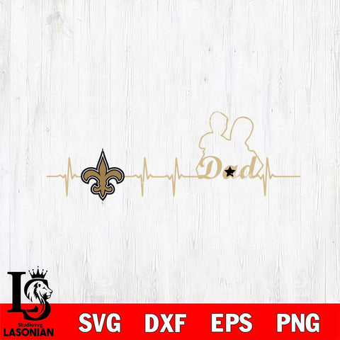 New Orleans Saints Father Heart Beat Svg Eps Dxf Png File, Digital Download, Instant Download