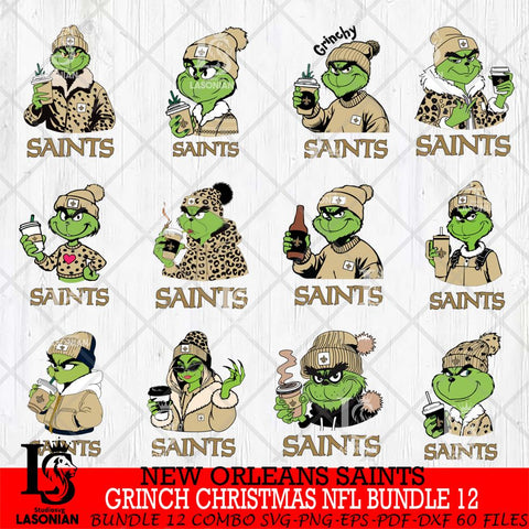 New Orleans Saints Grinch Christmas NFL Bundle 12 Svg Eps Dxf Png File,Cricut svg files, Digital Download, Instant Download