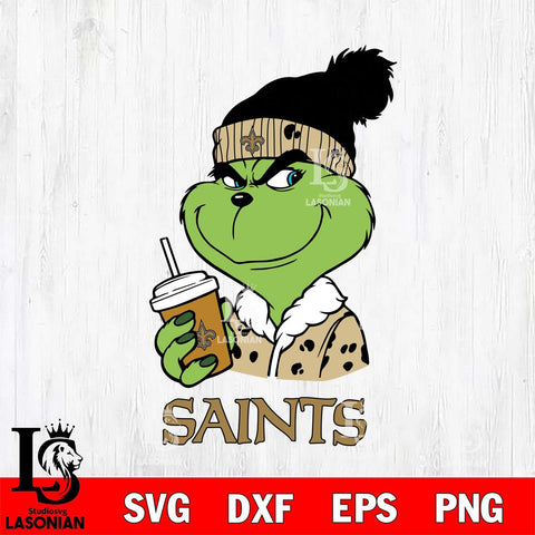 New Orleans Saints Grinch Christmas hat Svg Eps Dxf Png File, Digital Download, Instant Download