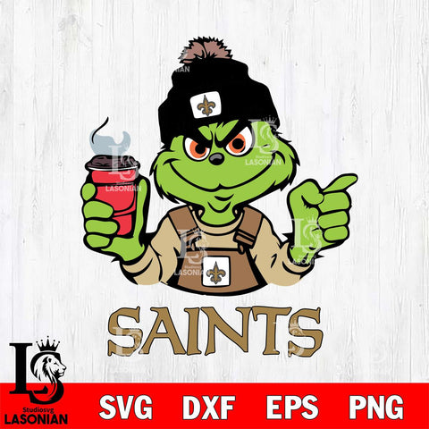 New Orleans Saints Grinch with coffee Svg Eps Dxf Png File, Digital Download, Instant Download