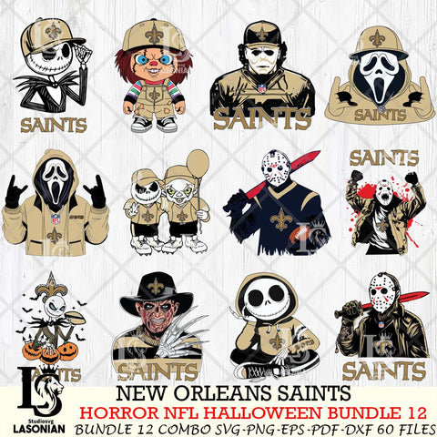 New Orleans Saints Halloween Bundle 12 SVG Svg Eps Dxf Png File, Bundle NFL svg, Digital Download, Instant Download