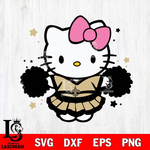 New Orleans Saints Hello Kitty Cheerleader 10 Svg Eps Dxf Png File, Digital Download, Instant Download