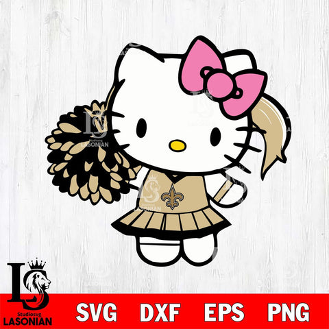 New Orleans Saints Hello Kitty Cheerleader 12 Svg Eps Dxf Png File, Digital Download, Instant Download