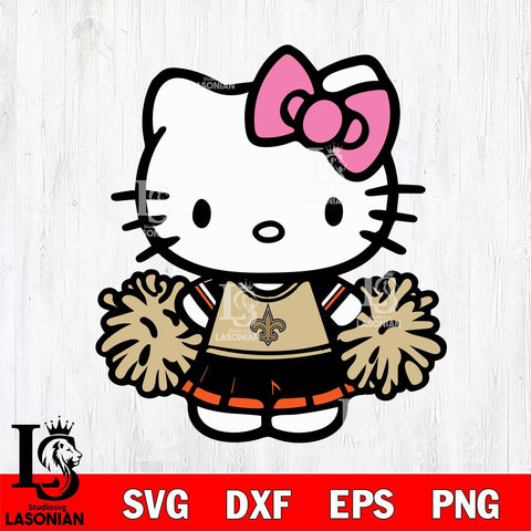 New Orleans Saints Hello Kitty Cheerleader 2 Svg Eps Dxf Png File, Digital Download, Instant Download