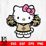 New Orleans Saints Hello Kitty Cheerleader 3 Svg Eps Dxf Png File, Digital Download, Instant Download