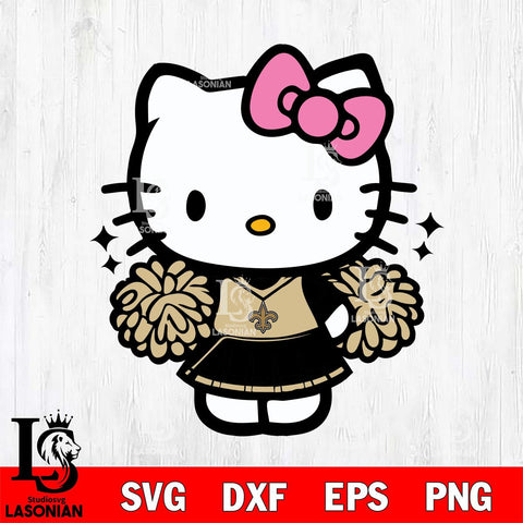 New Orleans Saints Hello Kitty Cheerleader Svg Eps Dxf Png File, Digital Download, Instant Download