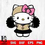 New Orleans Saints Hello Kitty Cheerleader 5 Svg Eps Dxf Png File, Digital Download, Instant Download