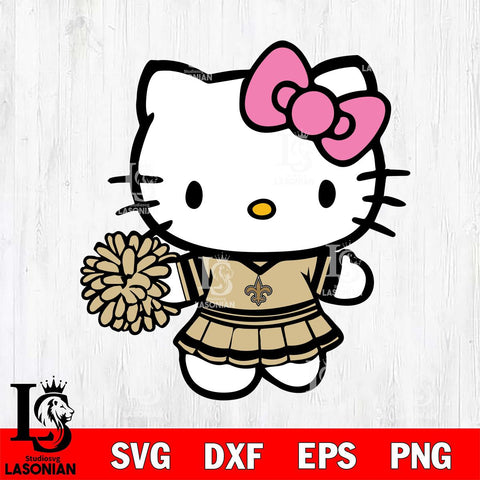 New Orleans Saints Hello Kitty Cheerleader 8 Svg Eps Dxf Png File, Digital Download, Instant Download