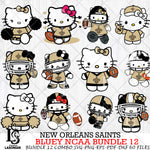 New Orleans Saints Hello Kitty NFL Bundle 12 Svg Eps Dxf Png File, Digital Download, Instant Download