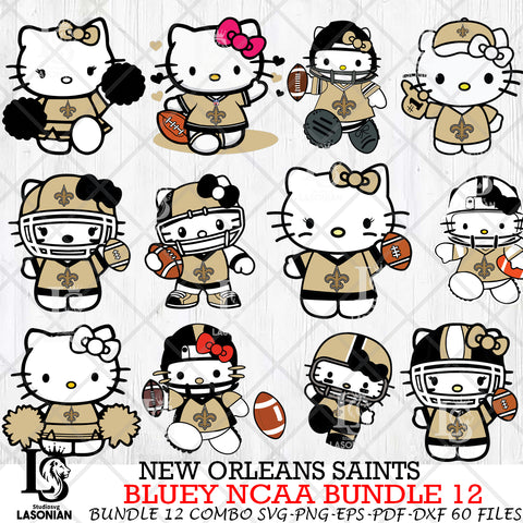 New Orleans Saints Hello Kitty NFL Bundle 12 Svg Eps Dxf Png File, Digital Download, Instant Download