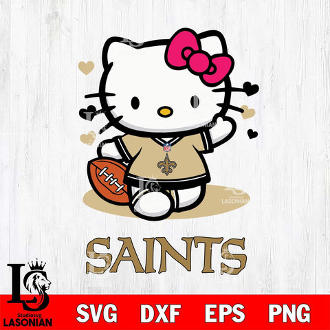 New Orleans Saints Hello Kitty Nfl 3 Svg Eps Dxf Png File, Digital Download, Instant Download