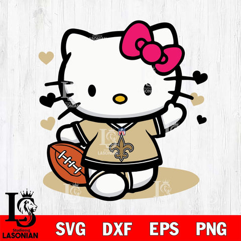 New Orleans Saints Hello Kitty sport 10 Svg Eps Dxf Png File, Digital Download, Instant Download