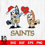 New Orleans Saints Love Bluey Christmas Svg Eps Dxf Png File, Digital Download