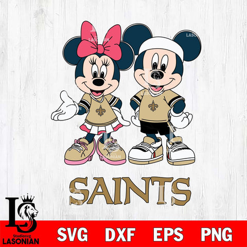 New Orleans Saints Mickey And Minnie Football Svg Eps Dxf Png File, NFL svg , Digital Download , Instant Download, Cricut File