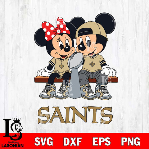 New Orleans Saints Mickey And Minnie Football Champions Svg Eps Dxf Png File, NFL svg , Digital Download , Instant Download, Cricut File