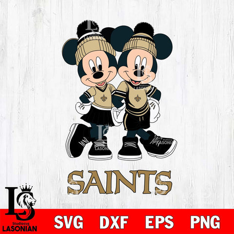 New Orleans Saints Mickey And Minnie Mouse Football Svg Eps Dxf Png File, Bundle NFl svg , File Cut , Digital Download , Instant Download, Laser Cut Svg Files