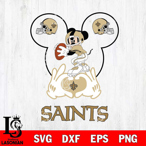 New Orleans Saints Mickey Heart Rugby Svg Eps Dxf Png File, Digital Download ,Instant Download, Cricut File