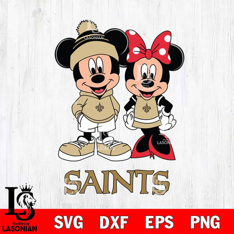 New Orleans Saints Mickey Minnie Mouse Cute Football Svg Eps Dxf Png File, Bundle NFl svg , File Cut , Digital Download , Instant Download, Laser Cut Svg Files