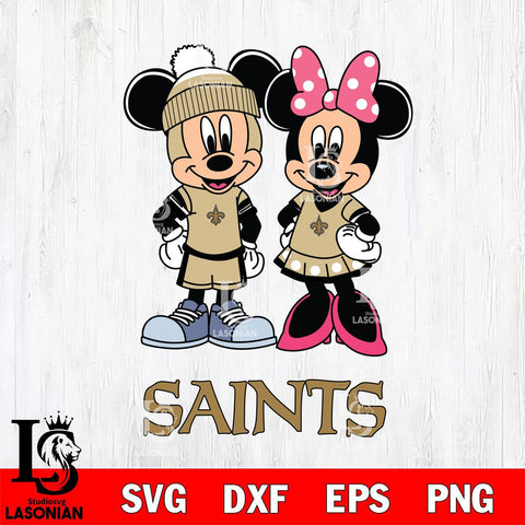 New Orleans Saints Mickey Minnie Mouse Pink Svg Eps Dxf Png File, Bundle NFl svg , File Cut , Digital Download , Instant Download, Laser Cut Svg Files