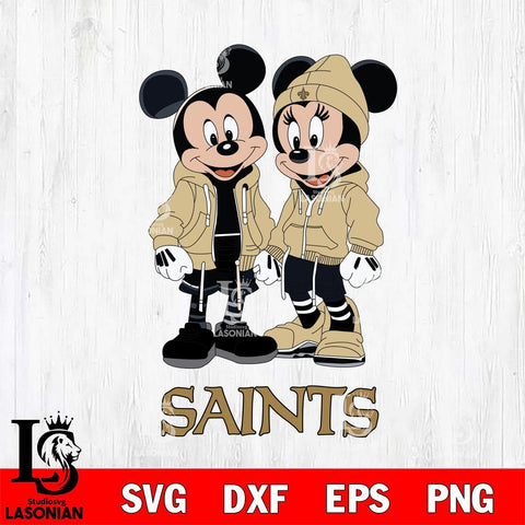 New Orleans Saints Mickey Minnie Mouse Rugby Svg Eps Dxf Png File, Bundle NFl svg , File Cut , Digital Download , Instant Download, Laser Cut Svg Files